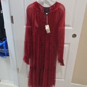 Johnny Was Red Sheer Dress